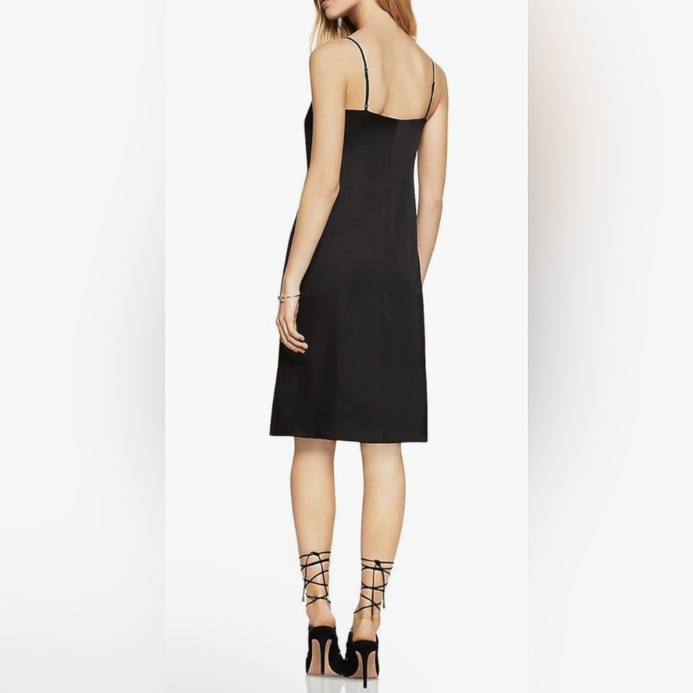 NWT BCBG SZ: 2, Satin Feel Black Slip Dress - Picture 2 of 11